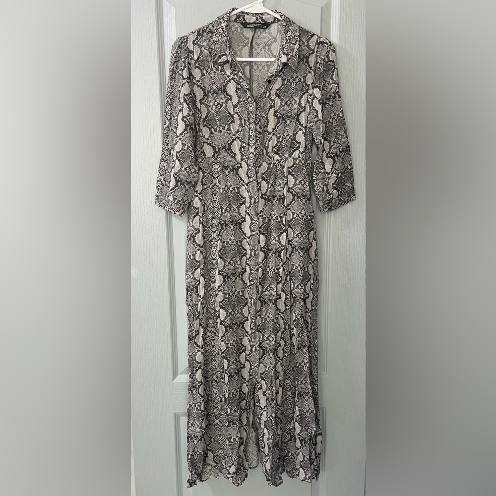 Zara Snake Print Long Sleeve Dress